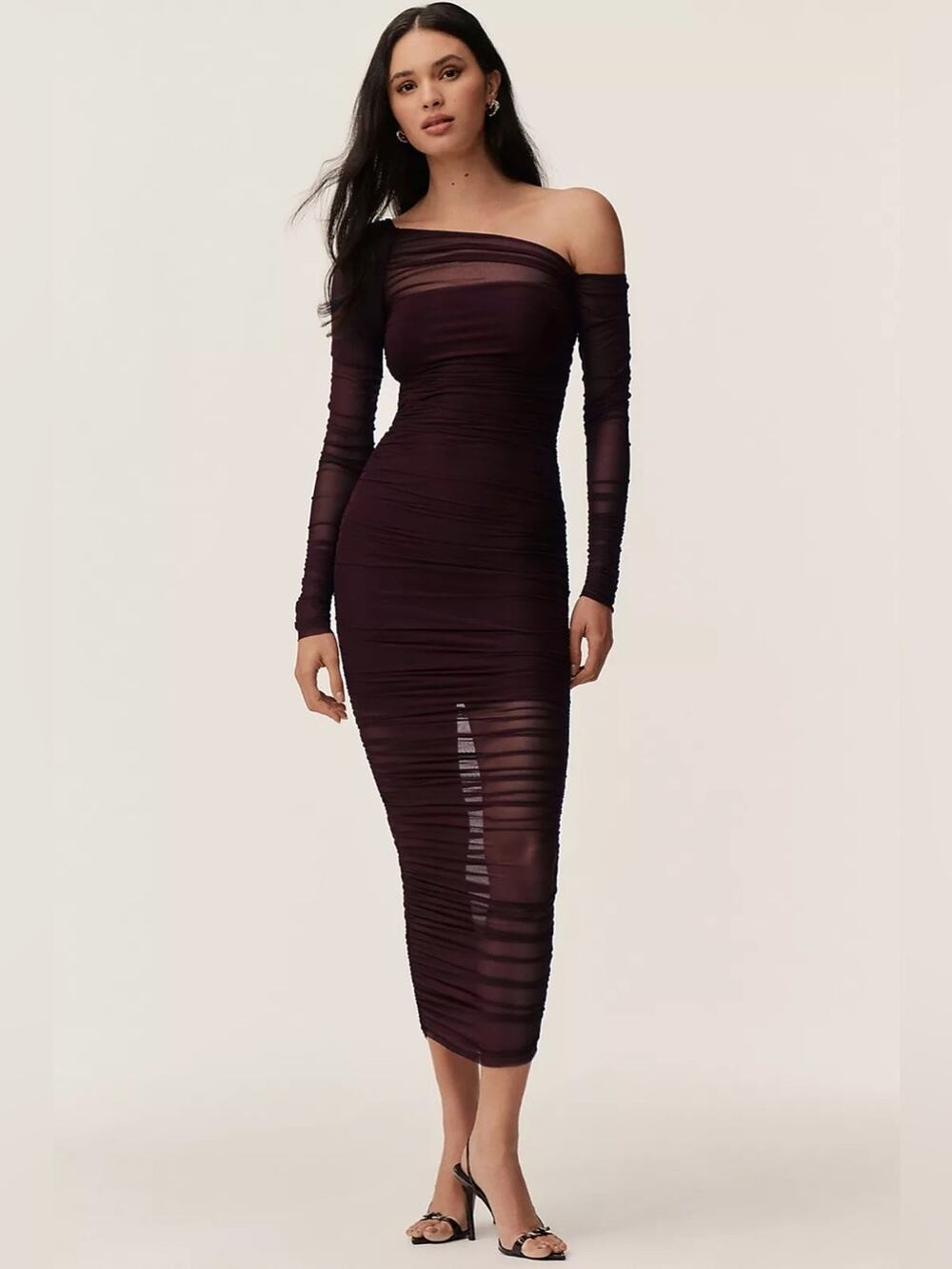 SER.O.YA Anthropologie Chante Mesh Long-Sleeve Dress
